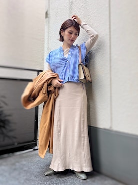 「アイテム（ステンカラーコート）」を使った、がじゅめさん（レディース・151cm）の秋コーディネート