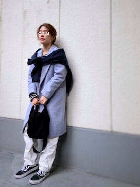 「カラーコート」｜「アイテム（サロペット/オーバーオール）」を使った、がじゅめさん（レディース・151cm）の冬コーディネート