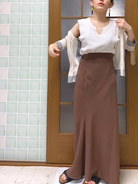 「大ぶりアクセサリー」｜がじゅめさん（レディース・151cm）の夏コーディネート