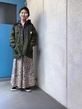 「アイテム（パーカー、ブルー系）」を使った、がじゅめさん（レディース・151cm）の秋コーディネート