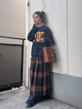 「アイテム（スカート）」を使った、がじゅめさん（レディース・151cm）の秋コーディネート