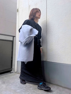 「chuclla（チュクラ）のドローコード ショルダー2WAYトートバッグ(ナイロンライク/ ワッフル生地の2タイプ) je-101 cha22s016（ショルダーバッグ、ブラック系）」を使った、がじゅめさん（レディース・152cm）の春コーディネート