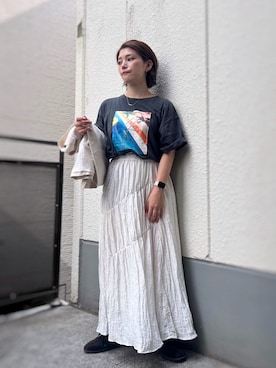 「アイテム（ノーカラージャケット）」を使った、がじゅめさん（レディース・151cm）の秋コーディネート