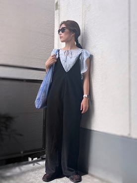 「アイテム（つなぎ/オールインワン）」を使った、がじゅめさん（レディース・151cm）の秋コーディネート