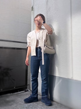 「アイテム（ピアス（両耳用）、パープル系）」を使った、がじゅめさん（レディース・151cm）の夏コーディネート
