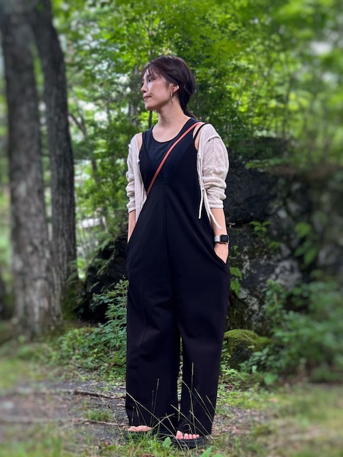 美品　t.b2　センソユニコ　黒　サロペット　オールインワン　L　ゆったり　LL 美品 t.b2 センソユニコ 黒 サロペット オールインワン L