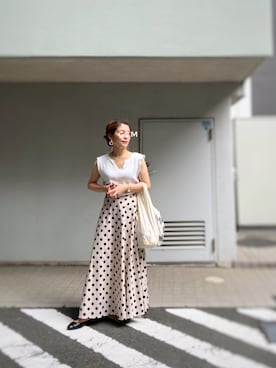 「タックイン」｜「アイテム（バレエシューズ）」を使った、がじゅめさん（レディース・151cm）の秋コーディネート