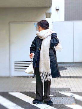 「PAGEBOY（ページボーイ）のアイテム（スラックス）」を使った、がじゅめさん（骨格ウェーブ・レディース・151cm）の冬コーディネート