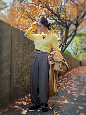 「アイテム（ステンカラーコート）」を使った、がじゅめさん（レディース・151cm）の秋コーディネート