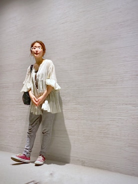 「THE NORTH FACE（ザノースフェイス）のGLAM HIP BAG（ボディバッグ/ウエストポーチ）」を使った、がじゅめさん（レディース・151cm）の夏コーディネート