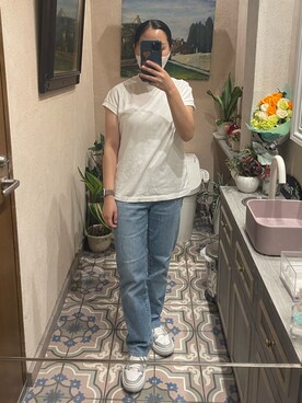 「フォロー、イイネ、お気に入り登録お願いします♡」｜「アイテム（スニーカー）」を使った、中島さん（レディース・149cm）の夏コーディネート