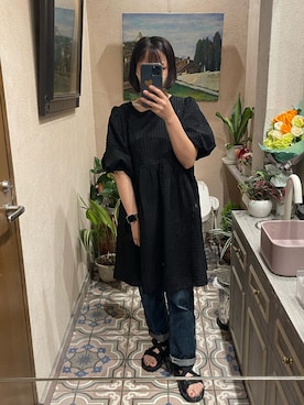 「フォロー、イイネ、お気に入り登録お願いします♡」｜「アイテム（サンダル）」を使った、中島さん（レディース・149cm）の夏コーディネート