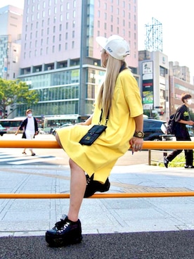 「AVIREX（アヴィレックス）の【直営店限定】エアフォース ベースキャップ/AIR FORCE BACES CAP（キャップ）」を使った、minagawaさん（レディース・152cm）の夏コーディネート