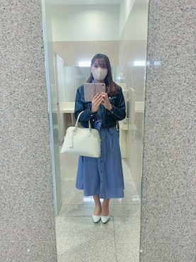 「アイテム（マスク、オレンジ系）」を使った、sayoさん（レディース・157cm）の春コーディネート