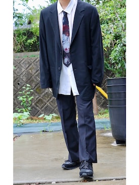 「LAD MUSICIAN（ラッドミュージシャン）のアイテム（フォーマルスーツ/小物）」を使った、     ととととさん（メンズ・173cm）の冬コーディネート