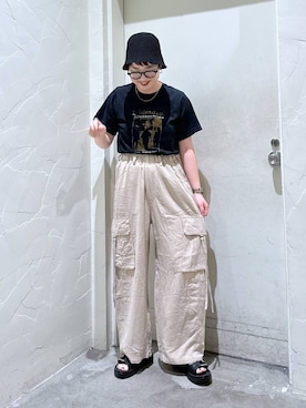 「メガネ」｜「アイテム（腕時計）」を使った、　くまななさん（レディース・163cm）の夏コーディネート