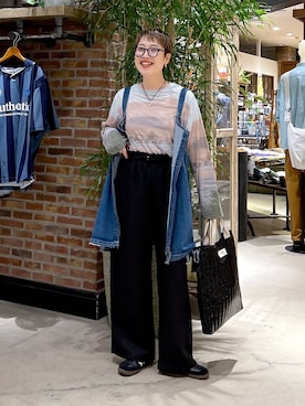 「アイテム（トートバッグ）」を使った、　くまななさん（レディース・163cm・30代）の夏コーディネート