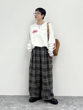 「niko and...（ニコアンド）のオリジナルサイドゴアブーツ（ブーツ）」を使った、　くまななさん（レディース・163cm）の秋コーディネート