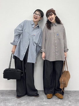 「アイテム（モカシン/デッキシューズ）」を使った、　くまななさん（レディース・163cm）の秋コーディネート