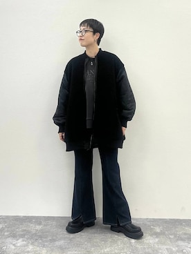 「アイテム（MA-1）」を使った、　くまななさん（レディース・163cm）の秋コーディネート