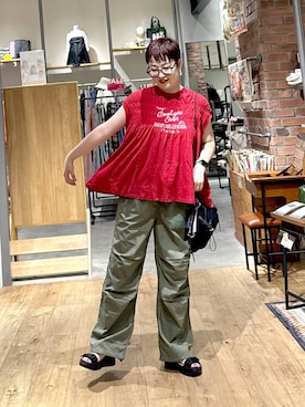 「メガネ」｜「アイテム（腕時計）」を使った、　くまななさん（レディース・163cm）の夏コーディネート