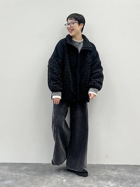 「アイテム（その他アウター、グレー系）」を使った、　くまななさん（レディース・163cm）の秋コーディネート