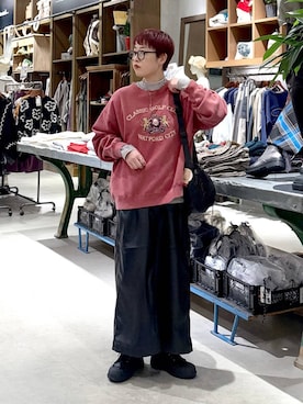 「アイテム（スウェット）」を使った、　くまななさん（レディース・163cm・30代）の冬コーディネート