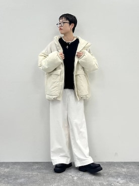 「niko and...（ニコアンド）のオリジナルサイドゴアブーツ（ブーツ）」を使った、　くまななさん（レディース・163cm）の秋コーディネート