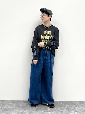 「アイテム（ハンチング/ベレー帽）」を使った、　くまななさん（レディース・163cm）の秋コーディネート