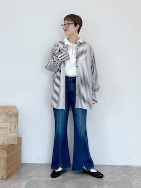 「メガネ」｜　くまななさん（レディース・163cm）の夏コーディネート