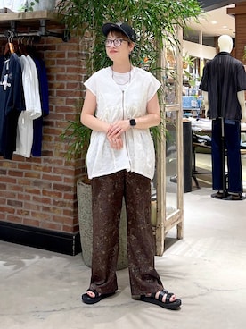 「アイテム（ネックレス、グレー系）」を使った、　くまななさん（レディース・163cm）の夏コーディネート