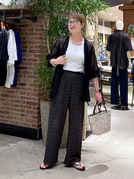 「niko and...（ニコアンド）のアイテム（かごバッグ）」を使った、　くまななさん（レディース・163cm）の夏コーディネート