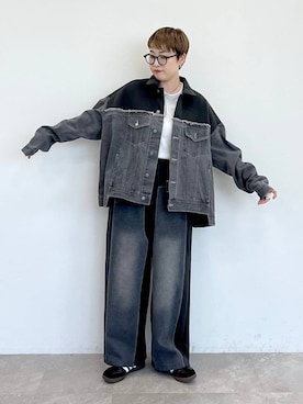 「アイテム（デニムジャケット）」を使った、　くまななさん（レディース・163cm）の夏コーディネート