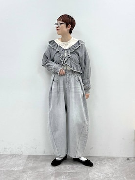 「niko and...（ニコアンド）のアイテム（メガネ）」を使った、　くまななさん（レディース・163cm）の冬コーディネート