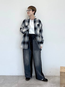 「メガネ」｜「アイテム（パンツ）」を使った、　くまななさん（レディース・163cm）の夏コーディネート