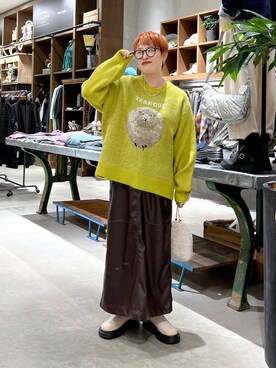 「niko and...（ニコアンド）のオリジナルクラウンパント伊達メガネ＆サングラス（メガネ）」を使った、　くまななさん（レディース・163cm）の秋コーディネート