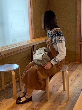 「カフェ巡り」｜「アイテム（オールインワン・サロペット）」を使った、ﾋﾟﾋﾟﾋﾟさん（レディース・156cm）の冬コーディネート