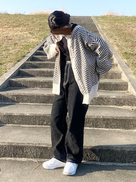 「tiptop（ティップトップ）の前後2wayニットカーディガン（カーディガン/ボレロ）」を使った、𝗸𝗼𝗺𝗮さん（レディース・145cm）の春コーディネート