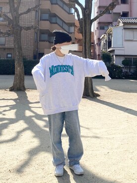 「いいね返し」｜「アイテム（スウェット）」を使った、𝗸𝗼𝗺𝗮さん（レディース・145cm）の冬コーディネート