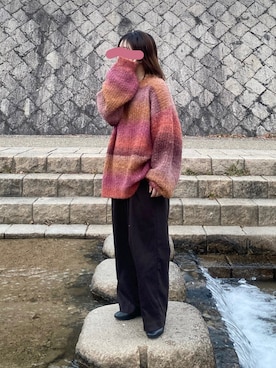 「グラデーションニット」｜𝗸𝗼𝗺𝗮さん（レディース・145cm）の冬コーディネート