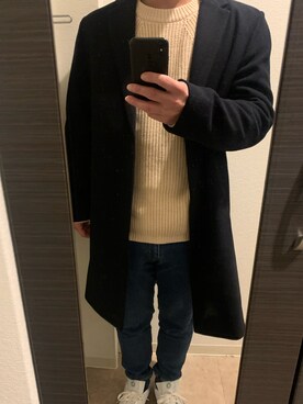 「RAGEBLUE（レイジブルー）のアイテム（チェスターコート）」を使った、kazu3740さん（メンズ・170cm）の冬コーディネート