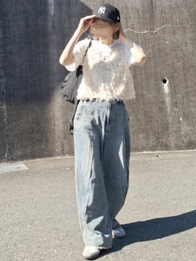 「アイテム（キャップ）」を使った、piiiikoさん（レディース・152cm）の夏コーディネート