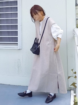 「キーネック」｜「アイテム（ワンピース/ドレス）」を使った、piiiikoさん（レディース・152cm）の秋コーディネート