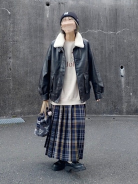 「アイテム（ニットキャップ/ビーニー）」を使った、piiiikoさん（レディース・152cm）の秋コーディネート