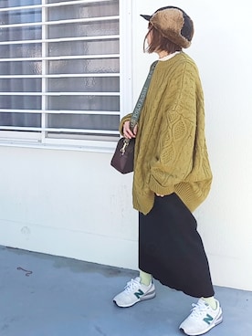 「アイテム（キャップ）」を使った、piiiikoさん（レディース・152cm）の冬コーディネート