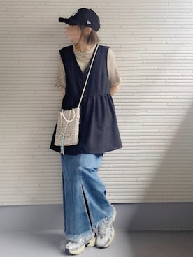 「アイテム（キャップ）」を使った、piiiikoさん（レディース・152cm）の夏コーディネート