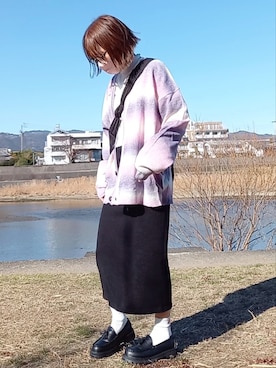 「forksy.（フォルクシー）の【forksy.】厚底トラックソールローファー/コイン＆タッセルローファー（ローファー）」を使った、piiiikoさん（レディース・152cm）の冬コーディネート