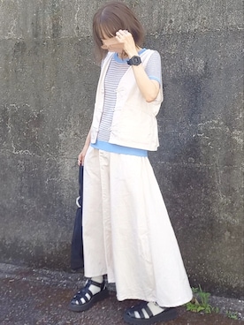 「L.H.P（エルエイチピー）のアイテム（Tシャツ/カットソー）」を使った、piiiikoさん（レディース・152cm）の夏コーディネート
