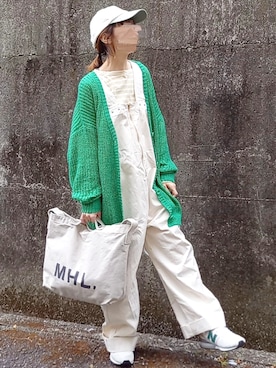「MHL.」｜「アイテム（オールインワン・サロペット）」を使った、piiiikoさん（レディース・152cm）の春コーディネート