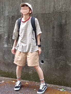 「アイテム（デジタル腕時計）」を使った、piiiikoさん（レディース・152cm）の夏コーディネート
